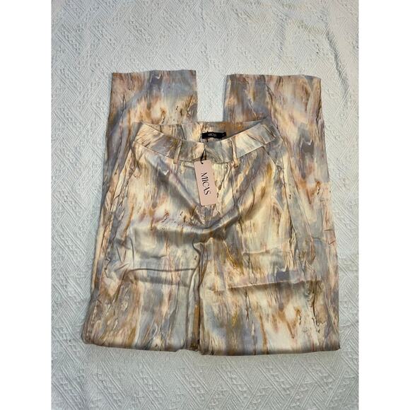 Micas Marble Print High Waisted Satin wide leg Pants NWT Size Small resort wear - Picture 5 of 11